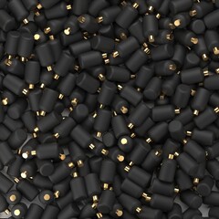 Wall Mural - a lot of black plastic bottles, identical cosmetic packaging for shampoo and cream