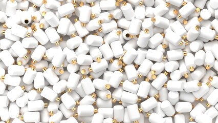 Wall Mural - a lot of white plastic bottles, identical cosmetic packaging for shampoo and cream