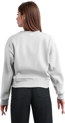 Wall Mural - Mockup white crop sweatshirt on the body, png, canvas bella, back