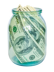 Wall Mural - Money dollars in glass jar isolated. Finance concept. png transparent