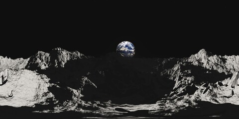 Wall Mural - lunar landscape. hdri . equidistant projection. spherical panorama. panorama 360. environment map, m