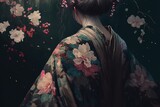 Close up Kimono Japan traditional clothing with isolated background, good for website, prints, or digital design generative ai