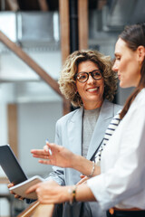 Wall Mural - Business women having a discussion with each other