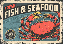 Fresh Seafood Vintage Poster Colorful