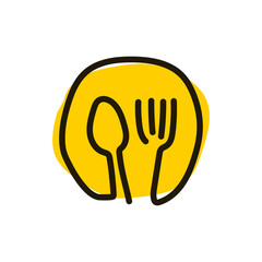 Sticker - Restaurant logo template with spoon, and fork design. restaurant or catering logo