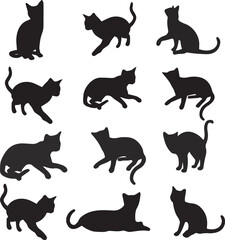  Beautiful cat silhouette vector art design
