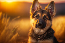 German Shepherd Puppy. Portrait Of A German Shepherd Dog. Dog Portrait