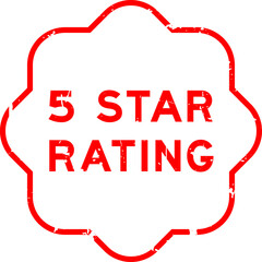 Poster - Grunge red 5 star rating word rubber seal stamp on white background