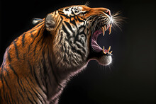 A Roaring Tiger From The Side With Isolated Background Generative Ai Illustration