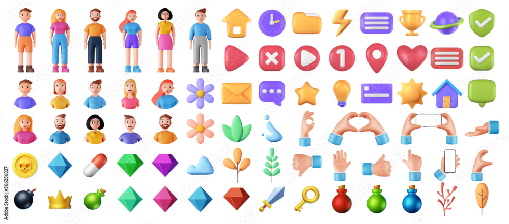 Big vector 3d icons set.