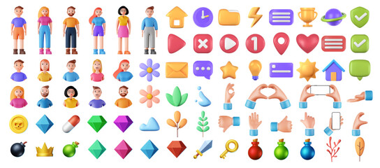 Big vector 3d icons set.