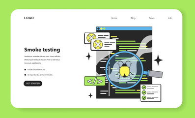 Smoke testing technique web banner or landing page. Software testing