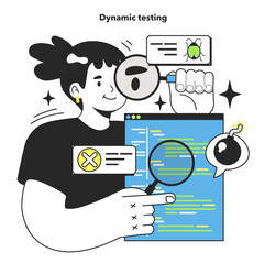 Sticker - software testing and debugging. it specialist searching for bugs using