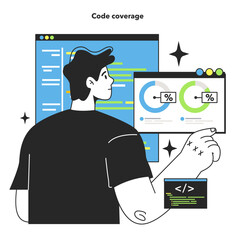 Sticker - software testing and debugging. it specialist searching for bugs using