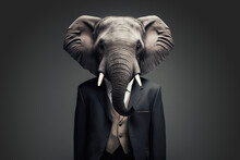 AI Generated Image Of Businessman With Elephant Head