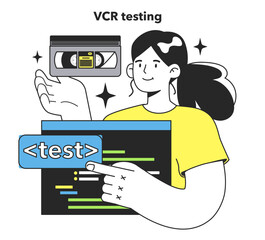 Sticker - vcr testing technique. software testing methodology. it specialist