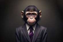 Generative AI Of Monkey In Suit