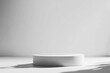 © Nld - 3D display podium, white background with pedestal and shadows. Beauty, cosmetic product presentation stand. Luxury mockup 3d render, generative ai