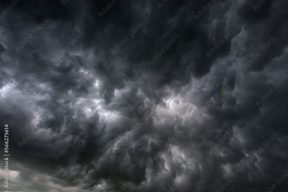 Dramatic dark storm rain clouds black sky background. Dark thunderstorm ...
