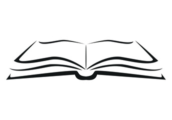 Wall Mural - book - black and white vector symbol illustration of an open book, white background