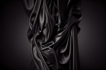 a black background with a flowing fabric, generative AI