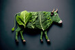 Fleischlose Ernährung. Rind, Kuh welches aus Salat besteht - Generative AI