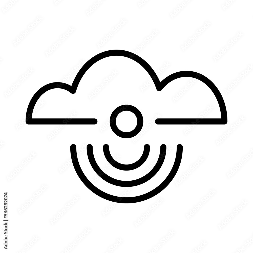 Cloud connect icon line isolated on white background. Black flat thin ...