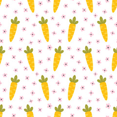 Wall Mural - happy easter seamless pattern with cartoon carrot