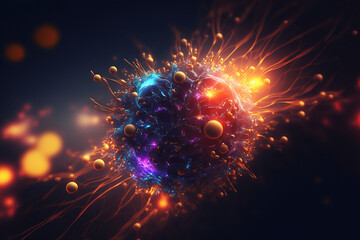 Wall Mural - colorful explosion energy on black background