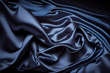 a close up of a blue silk material, generative AI