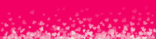 Valentines Day Background Design With White Heart Stickers Scattered On Pink Background. Vector Background EPS 10