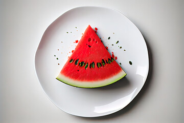 Wall Mural - Tasty Watermelon slice on white plate