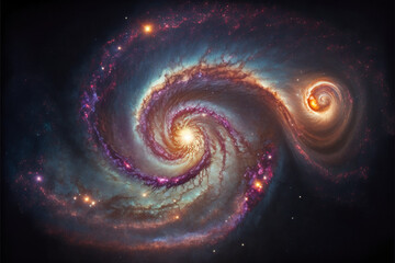 Wall Mural - generative ai illustration of planets and shining stars galaxy in space. universe galaxy nebula star