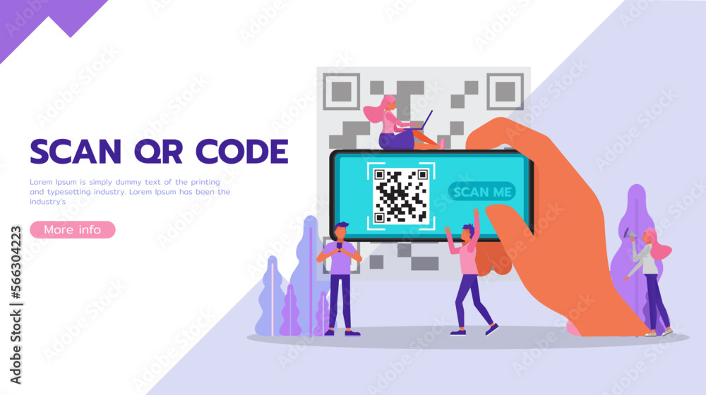 Scan qr code concept. Business People character vector design. For ...