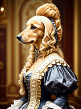 A Beautiful Long Blonde Hair Noble Lady Dog In The Victoria Era, Created With Generative AI Technology