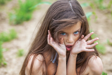 Close up portrait of a little girl before school age