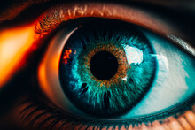 Macro Photo Of An Eye Turquoise Iris Cinematic