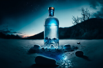 Vodka packshot, moon studio set