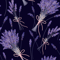 Wall Mural - Vector seamless pattern with high detail lavender