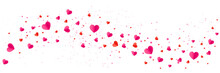 Abstract Love Valentine Background With Pink Petals Of Hearts On Transparent Background. Banner, Postcard, Background.The 14th Of February. PNG Image