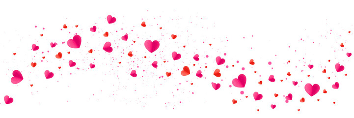Wall Mural - Abstract Love valentine background with pink petals of hearts on transparent background. banner, postcard, background.The 14th of February. PNG image