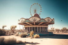 Abandoned Amusement Park In The Desert Generative AI