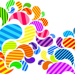 Aufkleber - Bright striped colorful curved drops spray on a light background, vector color design, graphic illustration.
