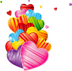 Wall Mural - valentine's day background with striped pattern hearts , design illustration.