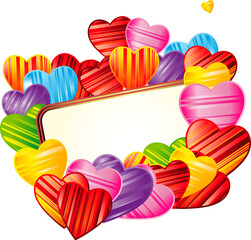 Wall Mural - valentine's day background with striped pattern hearts , design illustration.