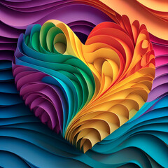 Aufkleber - abstract colorful wavy heart, ai generation