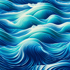 Wall Mural - blue waves background, ai generation