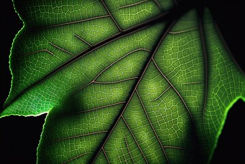 Wall Mural - Leaf texture with veins and cells. Generative AI.