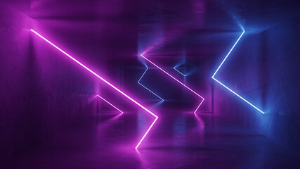 Wall Mural - Glowing neon lines as an abstract 80s background