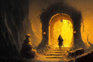 Wall Mural - fantasy scene, game design inspiration. sketch art for artist creativity and inspiration. generative AI	
